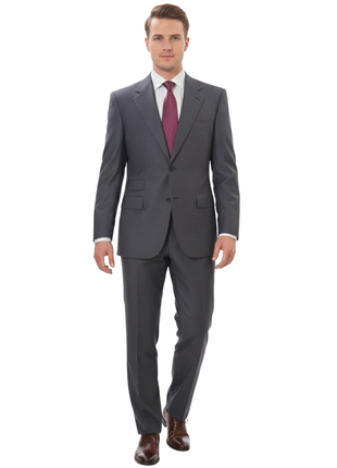 Brioni Mens 44R Charcoal Gray Tonal Stripe Classic Fit 2 Piece Suit