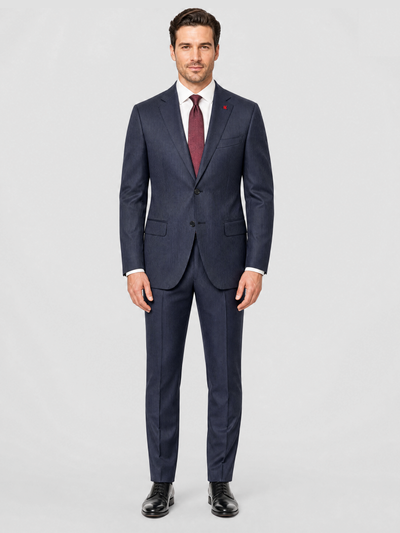 Isaia Mens Blue Tonal Pinstripe Notch Lapel Classic Fit 2-Button Wool Suit - 44L