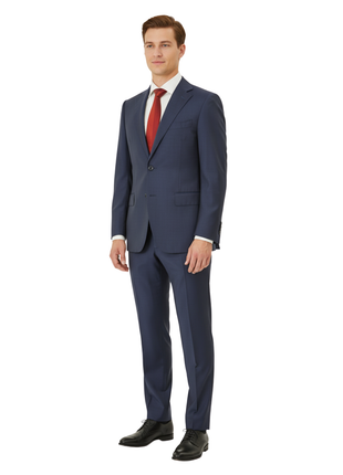 Canali 1934 Men's Blue Sharkskin Classic Fit 100% Wool Suit 36R