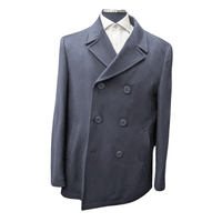Thumbnail for Cianni Mens Solid Navy Blue Double Breasted Wool Blend Peacoat Overcoat