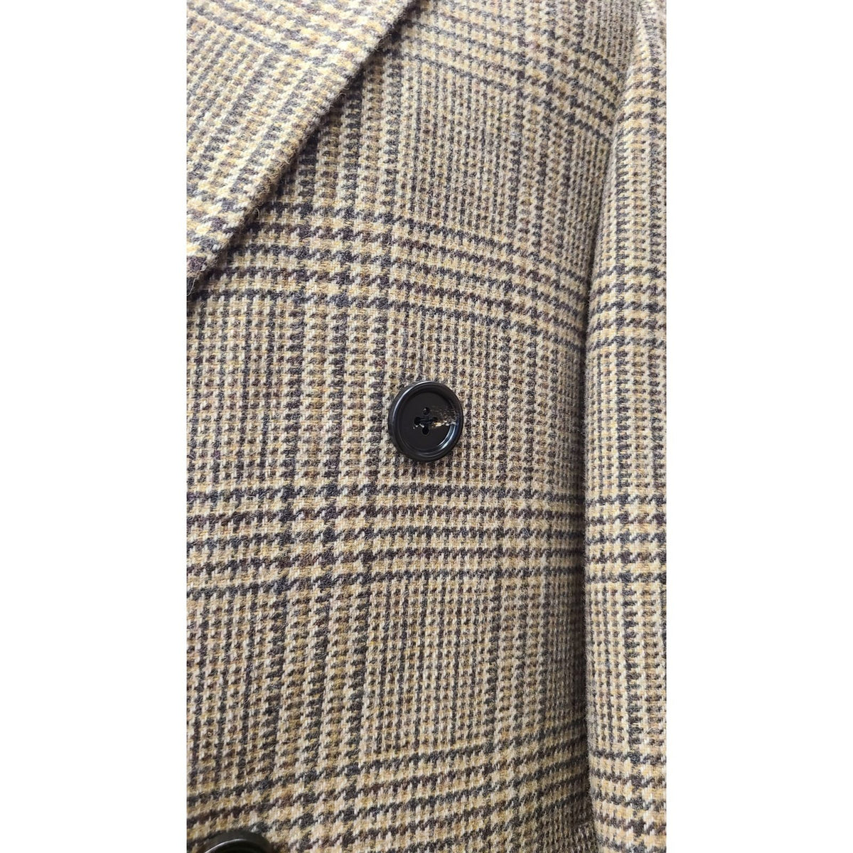 Canuti By Steven Land Mens Brown Glen Plaid Double Breasted 100% Wool Overcoat