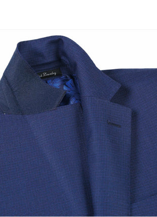 English Laundry Blue Textured Slim Fit Notch Lapel Stretch Wool Blend Suit