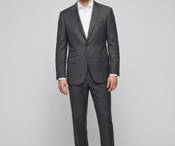 Brunello Cucinelli Mens Charcoal Textured Fully-Canvassed Notch