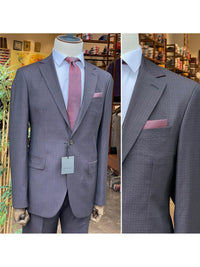 Thumbnail for Arthur Black SUITS Arthur Black Mens Burgundy Plaid Slim Fit 100% VBC Wool Prehemmed Suit