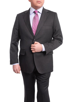 Arthur Black TWO PIECE SUITS Men's Arthur Black Executive Portly Fit Solid Gray Textured Two Button Wool Suit