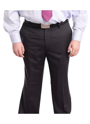Arthur Black TWO PIECE SUITS Men's Arthur Black Executive Portly Fit Solid Gray Textured Two Button Wool Suit
