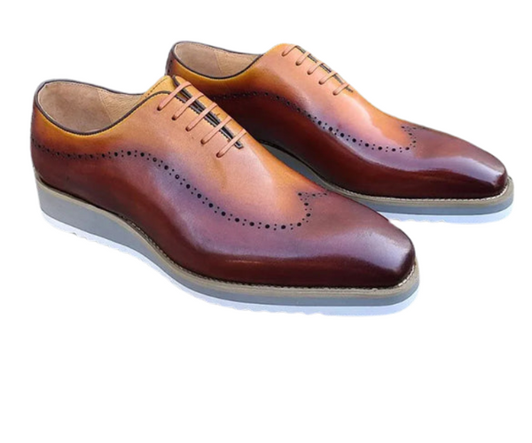 Carrucci Mens Brown/Tan Two Tone Lace-up Oxford Leather Dress Shoes – The Suit Depot