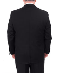 Thumbnail for Men's Portly Fit Executive Cut Solid Black Two Button 2 Piece Wool Suit