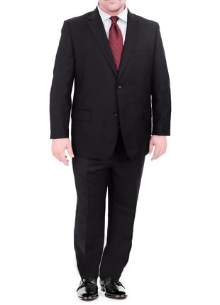 Men's Sartoria Mazara Portly Fit Executive Cut Black Two Button Wool Suit