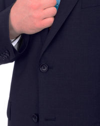 Thumbnail for Mens Mazara Portly Fit Solid Navy Blue Two Button Wool Suit