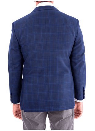Blujacket BLAZERS Blujacket Mens Blue Plaid Reda Wool Regular Fit 1/4 Lined Blazer Sportcoat