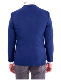 Thumbnail for Blujacket BLAZERS Blujacket Mens Blue Reda Wool Trim Fit 2 Button Blazer Sportcoat