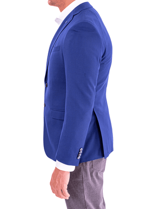 Blujacket BLAZERS Blujacket Mens Blue Textured 100% Wool 2 Button Regular Fit Blazer Sportcoat