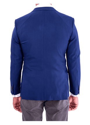 Blujacket BLAZERS Blujacket Mens Blue Textured 100% Wool 2 Button Regular Fit Blazer Sportcoat