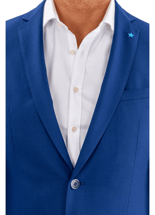 Blujacket BLAZERS Blujacket Mens Blue Textured 100% Wool 2 Button Regular Fit Blazer Sportcoat