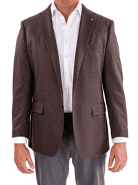 Thumbnail for Blujacket BLAZERS Blujacket Mens Brown Regular Fit Silk Cashmere 2 Button Blazer Sportcoat
