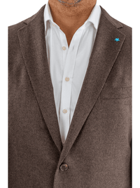 Thumbnail for Blujacket BLAZERS Blujacket Mens Brown Regular Fit Silk Cashmere 2 Button Blazer Sportcoat