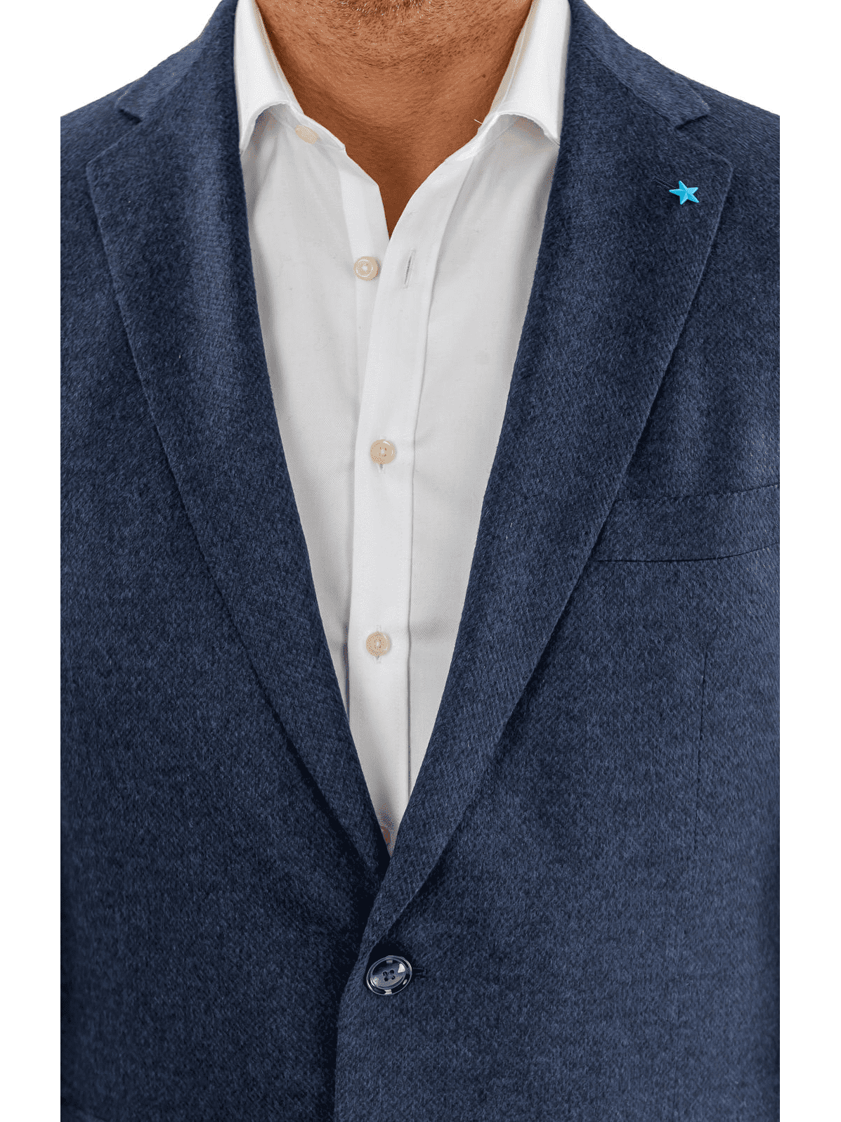 Blujacket BLAZERS Blujacket Mens Navy Blue Regular Fit Silk Cashmere 2 Button Blazer Sportcoat