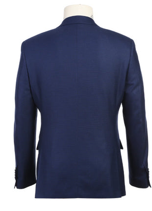 English Laundry Blue Textured Slim Fit Notch Lapel Stretch Wool Blend Suit