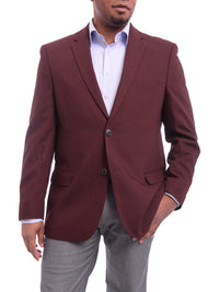 Thumbnail for Caravelli BLAZERS Caravelli Classic Fit Hopsack Weave Burgundy Two Button Stretch Blazer Sportcoat