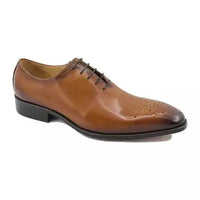 Thumbnail for Carrucci shoes Carrucci Cognac Brown Lace Up Oxford Leather Dress Shoes