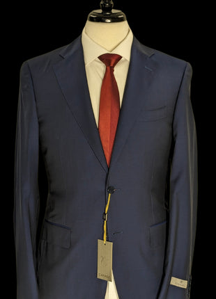 Canali 1934 Men's Blue Sharkskin Classic Fit 100% Wool Suit 36R