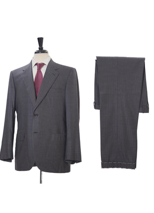Brioni Mens 44R Charcoal Gray Tonal Stripe Classic Fit 2 Piece Suit