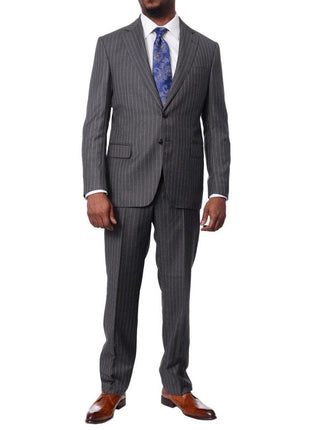 Italiano Men's Gray Pinstripe Wool Slim Fit Suit