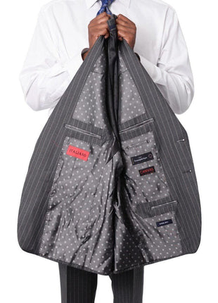 Italiano Men's Gray Pinstripe Wool Slim Fit Suit