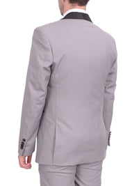 Thumbnail for Gino Vitale TUXEDOS Gino Vitale Slim Fit Solid Gray One Button Tuxedo Suit With Satin Shawl Lapels