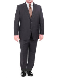 Thumbnail for Mens Mazara Portly Fit Solid Charcoal Gray Two Button Wool Suit