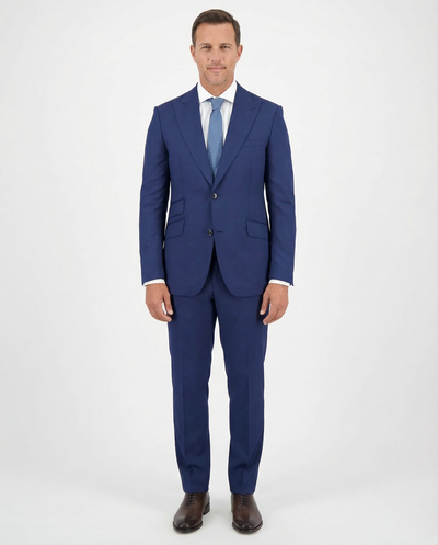 Slim Fit Solid Dark Blue Marzotto Gabardine Wool Suit