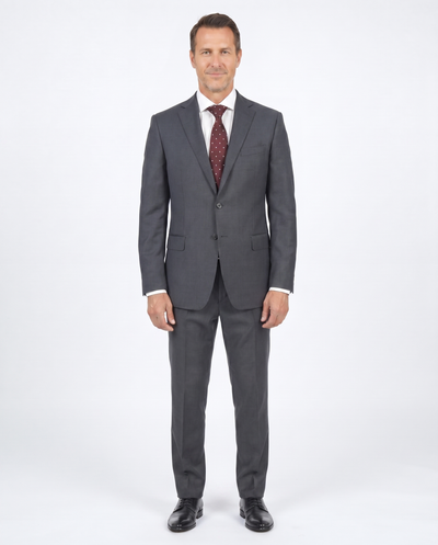 Blujacket Men's Charcoal Gray 100% Wool Canvassed Regular Fit Suit