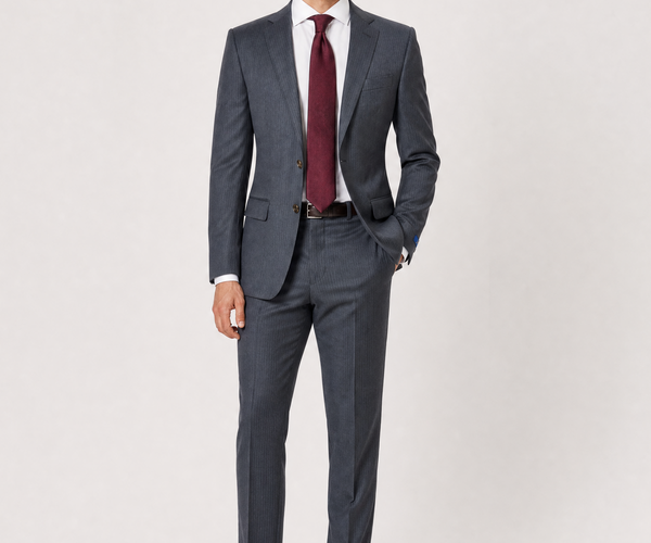 POLO by Ralph Lauren・MENS SUIT Polo Ralph Lauren Mens Gray Pinstriped Notch Lapel Slim Fit 2