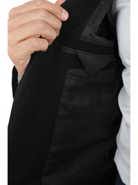 Thumbnail for John Varvatos SUITS John Varvatos Mens Slim Fit Black Tonal Striped Two Button Wool Blend Suit
