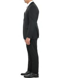 Thumbnail for John Varvatos SUITS John Varvatos Mens Slim Fit Black Tonal Striped Two Button Wool Blend Suit