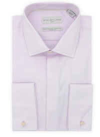 Thumbnail for Steven Land Mens Solid Lavender Regular Fit Cotton French Cuff Dress Shirt