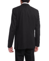 Thumbnail for Napoli Slim Fit Solid Black Half Canvassed Wool Cashmere Suit With Peak Lapel