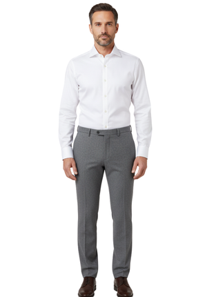 Mens Extra Slim Fit Solid White Twill Spread Collar Non Iron Cotton Dress Shirt