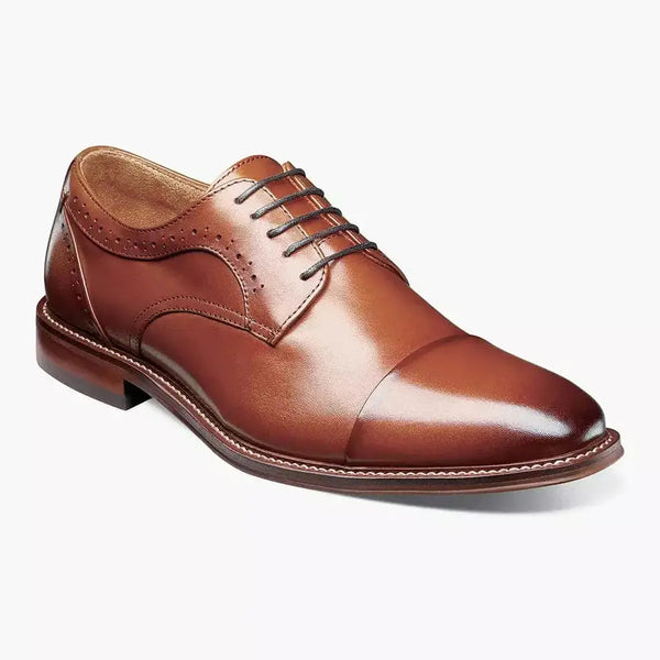 Stacy Adams Mens Maddox Brown Cap Toe Lace-up Oxford Leather