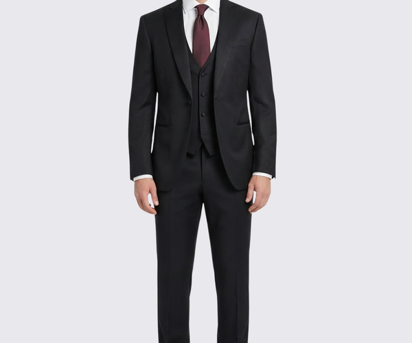 Corneliani Mens Solid Black Fully-Canvassed Peak Lapel Slim Fit 3