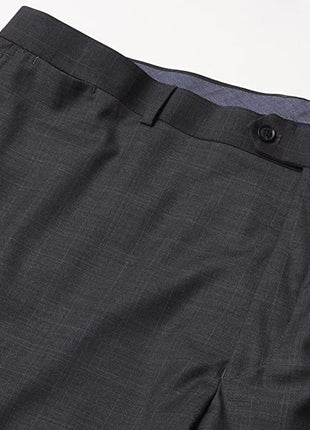 Tommy Hilfiger PANTS Men's Charcoal w/ Grey Light Blue Windowpane Wool Classic Fit Pants