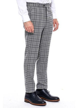 Wessi PANTS 42W Wessi Mens Grey Plaid Hemmed Suit Pants