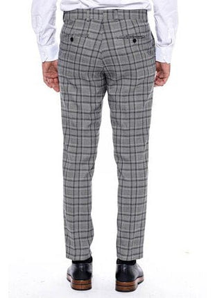 Wessi PANTS 42W Wessi Mens Grey Plaid Hemmed Suit Pants