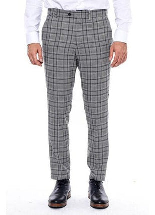 Wessi PANTS 42W Wessi Mens Grey Plaid Hemmed Suit Pants