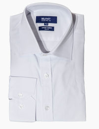 Thumbnail for Belfast Shirting Co Mens White Spread Collar Slim Fit Dress Shirt