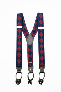 Thumbnail for AR Navy Diamond Suspenders - The Suit Depot
