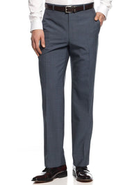 Thumbnail for Alfani RED Slim Fit Solid Heather Blue Flat Front Wool Blend Dress Pants - The Suit Depot