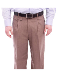 Thumbnail for Apollo King PANTS Apollo King Classic Fit Solid Taupe Single Pleated Wide Leg Wool Dress Pants