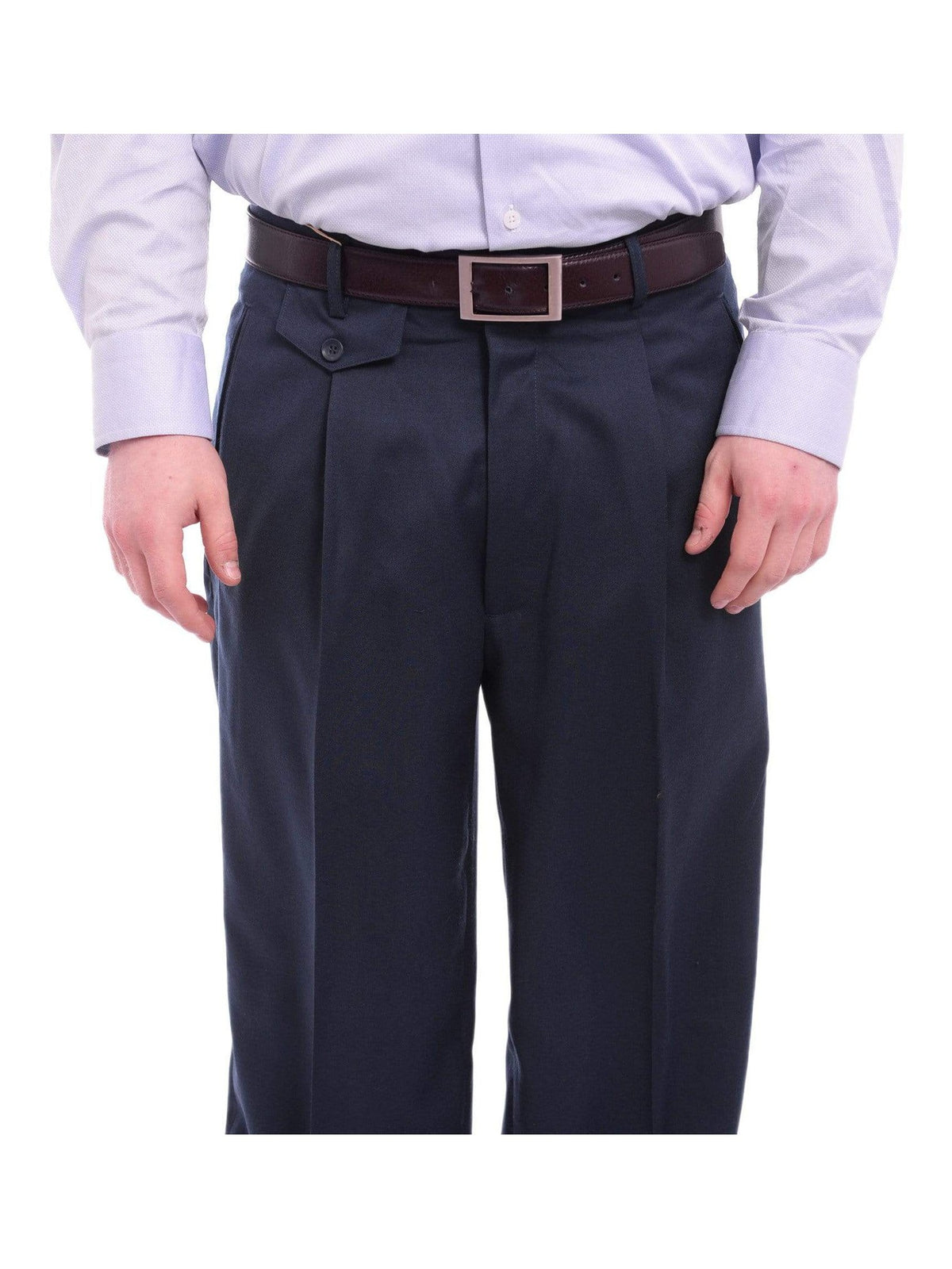 Apollo King PANTS Apollo King Classic Fit Wide Leg Solid Blue-green Pleated Wool Dress Pants
